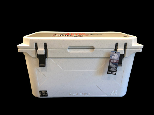 Bison 50 QT White Cooler with Stainless TRO Logo ($349.99 plus $30 Shipping)