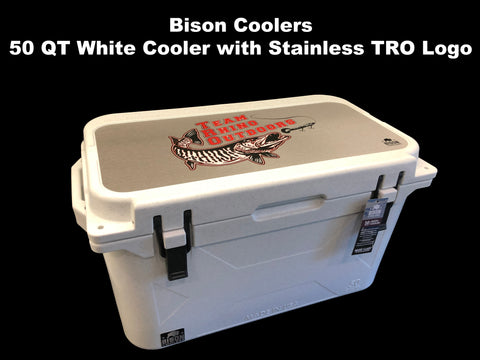 Bison 50 QT White Cooler with Stainless TRO Logo ($349.99 plus $30 Shipping)