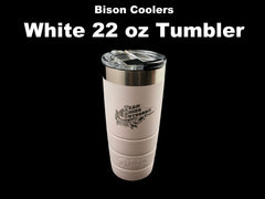 Bison 22 oz White Tumbler with TRO Logo  Team Rhino Outdoors LLC