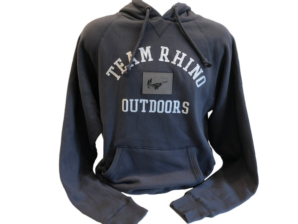 TRO - Navy Leather Patch Logo Sanded Fleece Hoodie