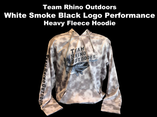 Team Rhino Outdoors - White Smoke Black Logo Performance HEAVY Fleece Hoodie