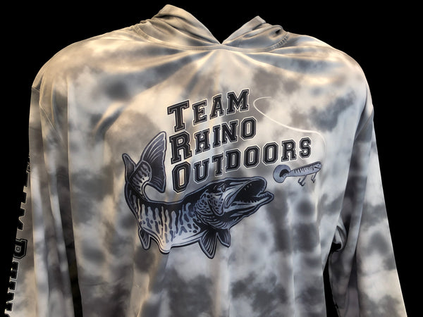 TRO - White Smoke/Black Logo Long Sleeve HOODED Performance T
