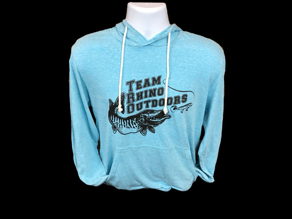 TRO - Turquoise w/black logo Tri Blend Hooded T Shirt