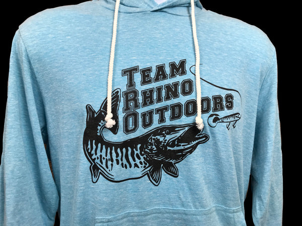 TRO - Turquoise w/black logo Tri Blend Hooded T Shirt