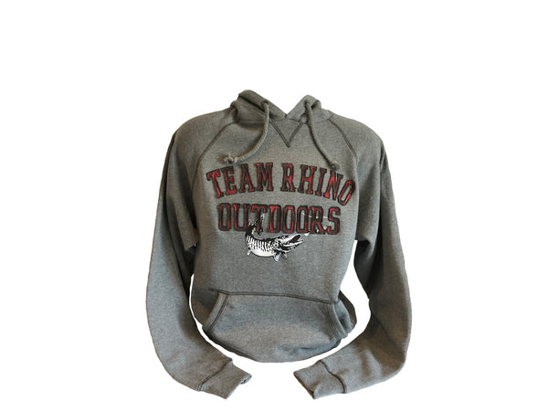 TRO - Gunmetal/Buffalo Plaid Fish and Lure Appliqué Hoodie (XS and M Only)