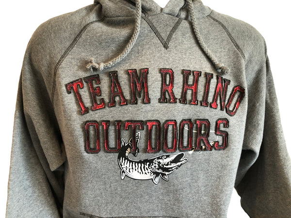 TRO - Gunmetal/Buffalo Plaid Fish and Lure Appliqué Hoodie (XS and M Only)