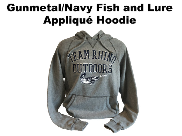 TRO - Gunmetal/Navy Fish and Lure Appliqué Hoodie (XS Size Only)