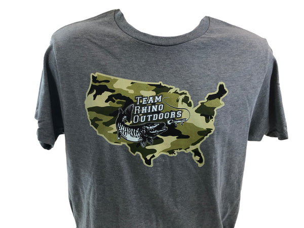 TRO - Heather Grey Camo US Logo Bi Blend T Shirt