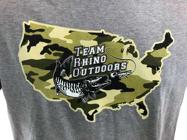 TRO - Heather Grey Camo US Logo Bi Blend T Shirt