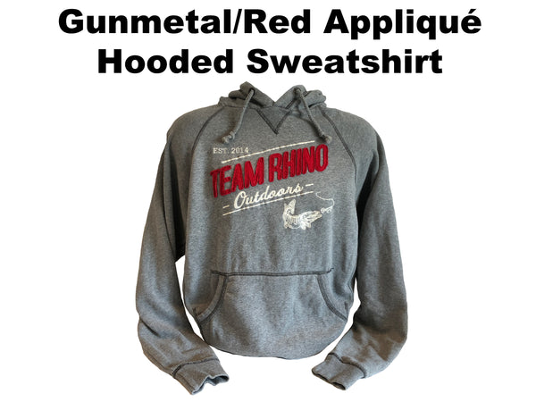 Team Rhino Outdoors -Gunmetal/Red Appliqué Hooded Sweatshirt