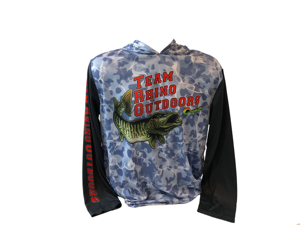 TRO - Cloud Camo/Red Logo Long Sleeve HOODED Performance T (L and XL Only)