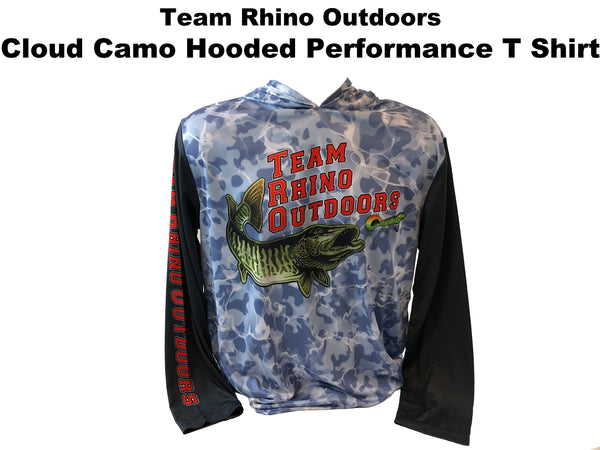 TRO - Cloud Camo/Red Logo Long Sleeve HOODED Performance T (L and XL Only)