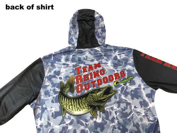 TRO - Cloud Camo/Red Logo Long Sleeve HOODED Performance T (L and XL Only)