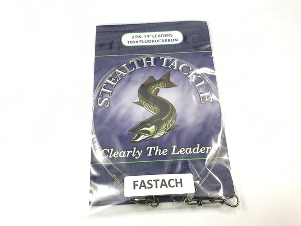 Stealth Tackle - 100# Fluorocarbon Fastach Leaders (ST100 Fastach 2 Pack)