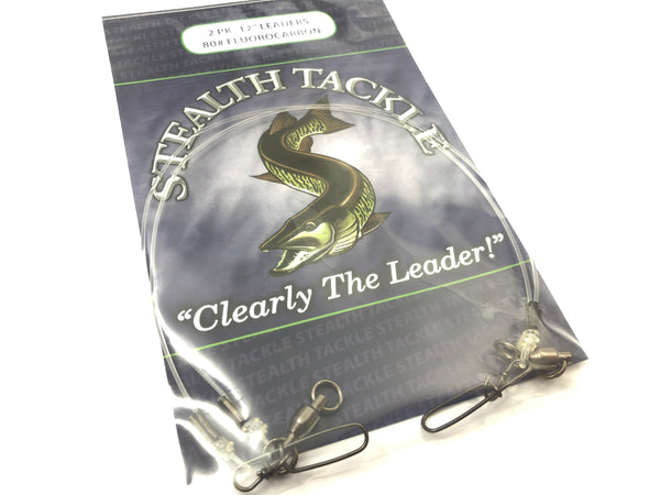 Stealth Tackle - 80# Fluorocarbon 12" Leaders (2 Pack) ST80