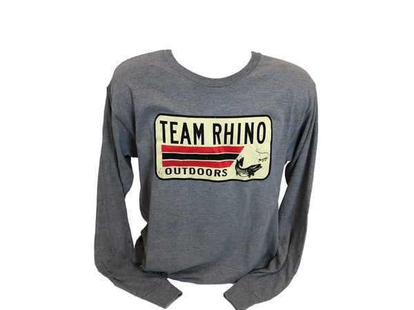 Team Rhino Outdoors - Grey License Plate Logo Long Sleeve T Shirt