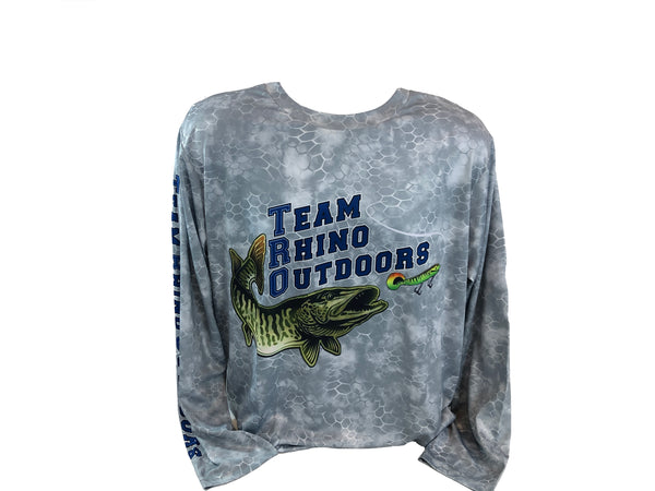 TRO - Grey Scale/Blue Logo Long Sleeve Performance T Shirt (S and 2XL Only)