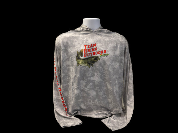 TRO - Grey Scale/RED Logo Long Sleeve Hooded Performance T