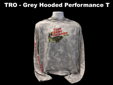 TRO - Grey Scale/RED Logo Long Sleeve Hooded Performance T