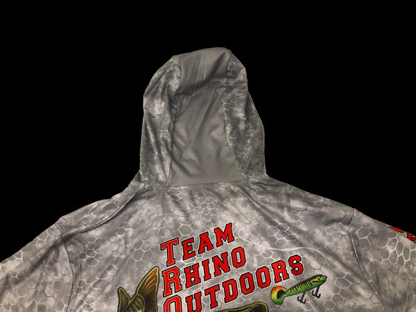 TRO - Grey Scale/RED Logo Long Sleeve Hooded Performance T