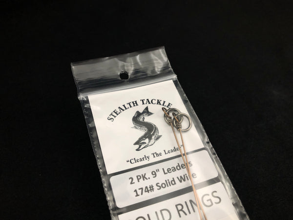 Stealth Tackle - 174# Solid Wire Leaders 9" with SOLID RINGS (2 Pack)ST174 9"Solid