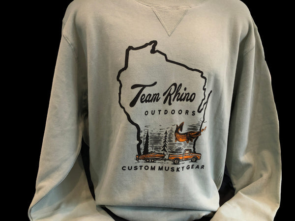 TRO - Vintage Truck/Boat AGAVE Sanded Fleece Crew Neck Sweatshirt