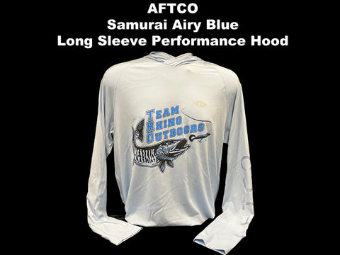 AFTCO - Samurai Long Sleeve Performance Hoodie Airy Blue Heather BLUE Logo