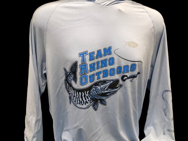 AFTCO - Samurai Long Sleeve Performance Hoodie Airy Blue Heather BLUE Logo