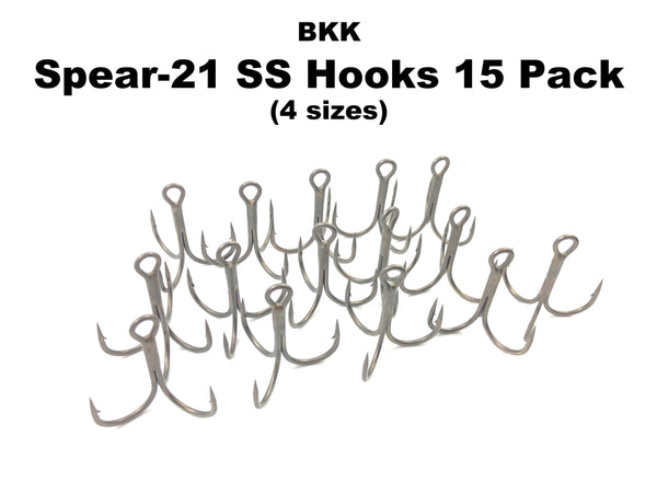 BKK Spear-21 SS Hooks 15 Pack (4 sizes)