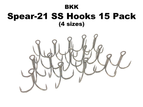 BKK Spear-21 SS Hooks 15 Pack (4 sizes)