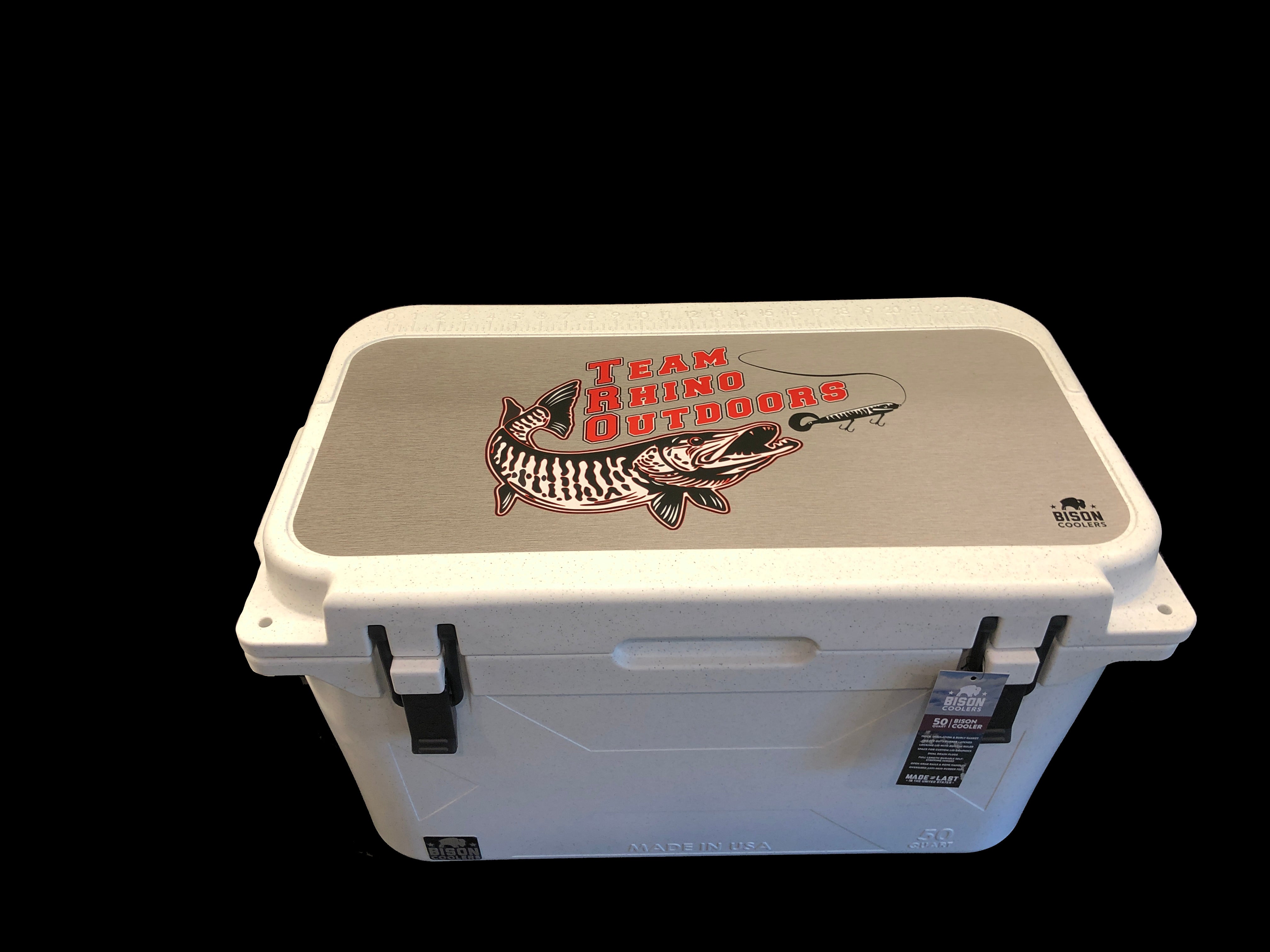 Bison 50 QT White Cooler with Stainless TRO Logo ($349.99 plus $30 Shi – Team Rhino Outdoors LLC