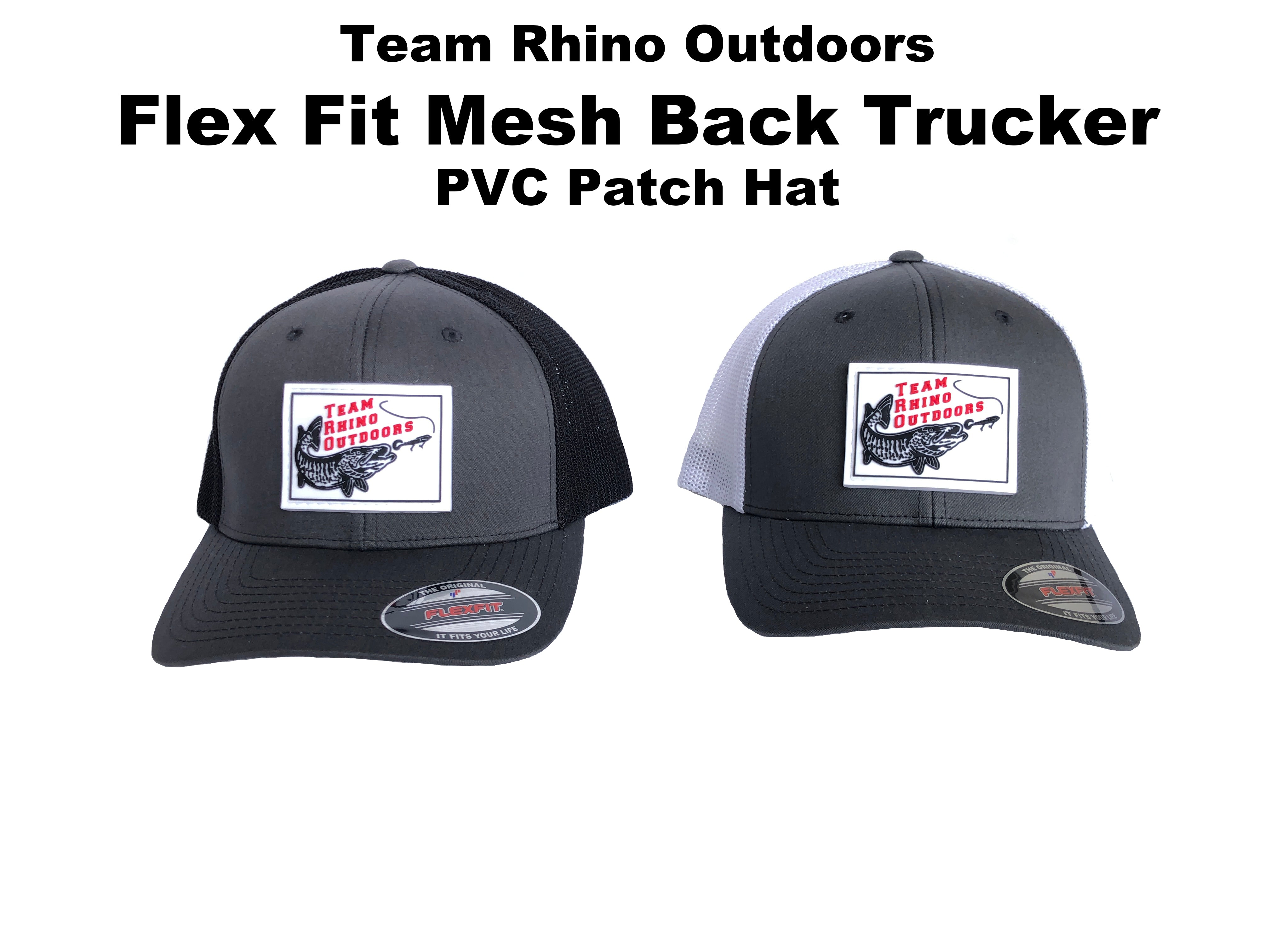 TRO - Flex Trucker Fit – PVC RED Mesh Team Hat Outdoors LLC Patch Back - Rhino (Various Logo Col