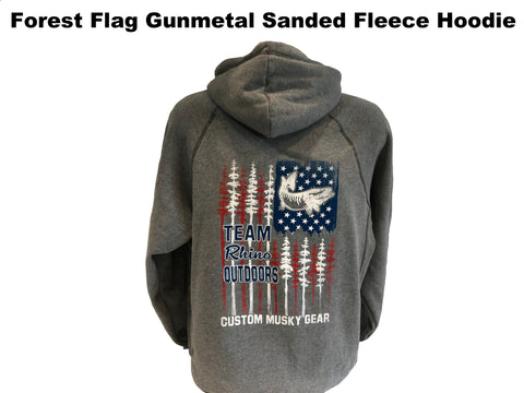 TRO - Forest Flag GUNMETAL Sanded Fleece Hoodie