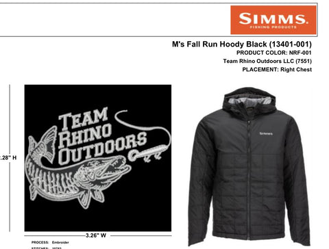 Simms Fall Run Insulated Hoody Black with TRO Logo