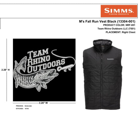 Simms Fall Run Insulated Vest with TRO Logo