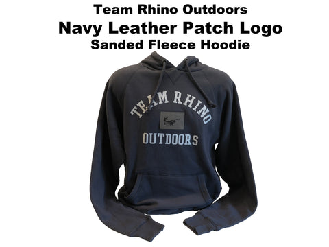 TRO - Navy Leather Patch Logo Sanded Fleece Hoodie