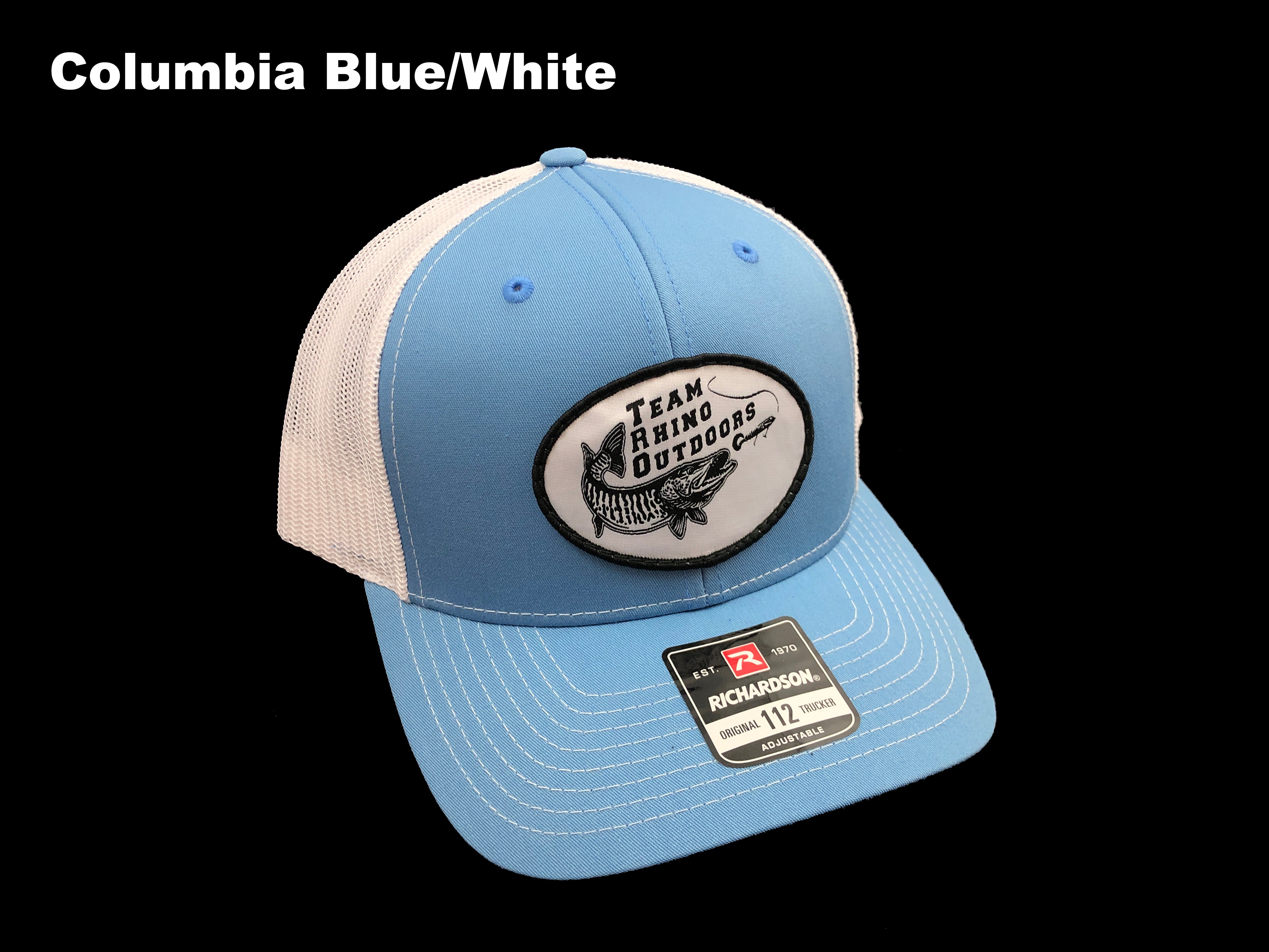 Maluna Night Out Woven Patch Richardson Snapback Trucker Hat Realtree  Fishing Light Blue/White