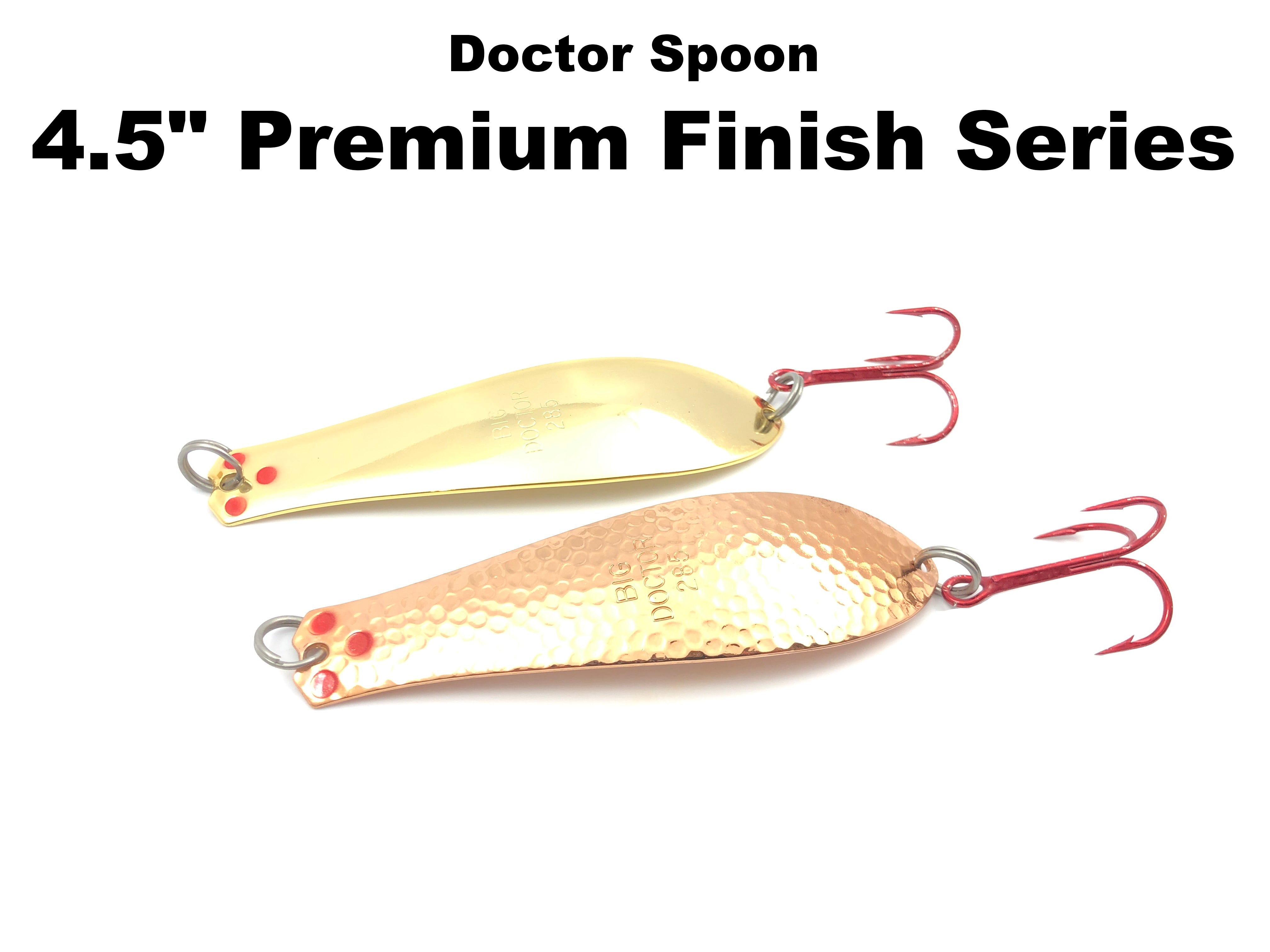 Yellow Bird - Premium Doctor Spoon with Red LazerSharp Hooks in (PM402)  Hammered Gold - 3.75 5/8oz 