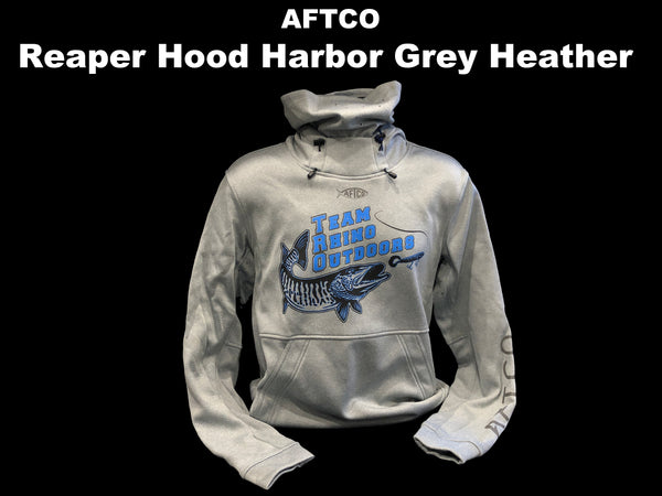 AFTCO - Reaper Hoodie Harbor Grey Heather with Blue Logo