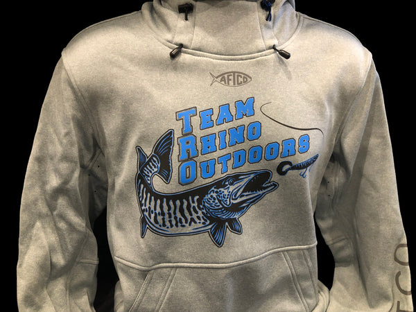 AFTCO - Reaper Hoodie Harbor Grey Heather with Blue Logo