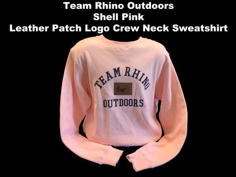 Team Rhino Outdoors - Shell Pink Leather Patch Logo Crew Neck Sweatshirt