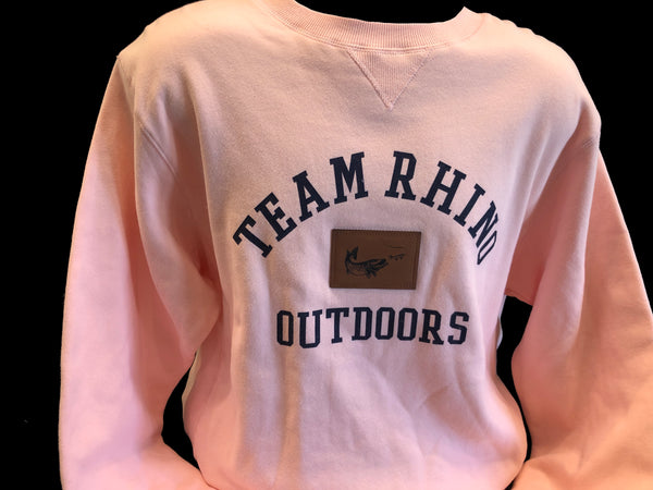 Team Rhino Outdoors - Shell Pink Leather Patch Logo Crew Neck Sweatshirt