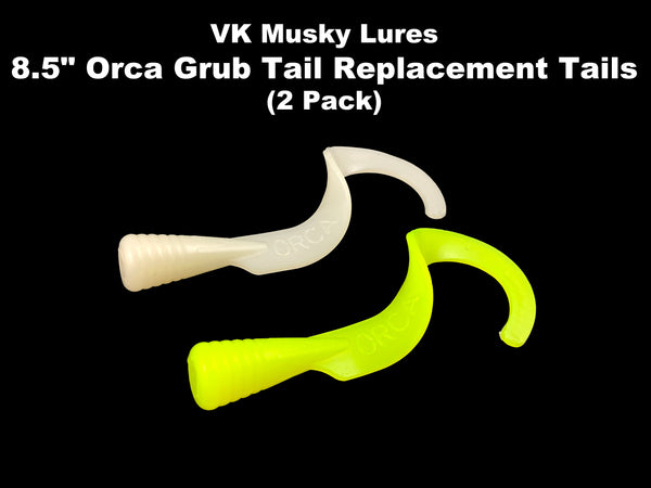 VK Musky Lures - 8.5" Orca Grub Tail Replacement Tails (2 Pack)