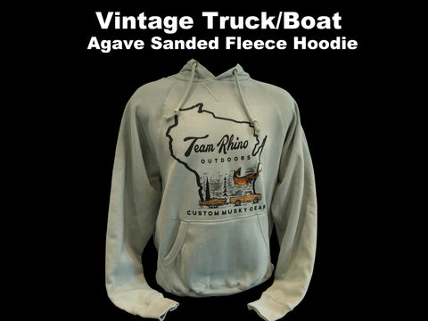 TRO - Vintage Truck/Boat AGAVE Sanded Fleece Hoodie