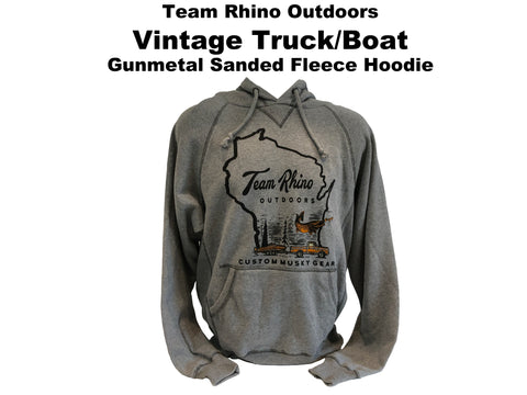 TRO - Vintage Truck/Boat GUNMETAL Sanded Fleece Hoodie