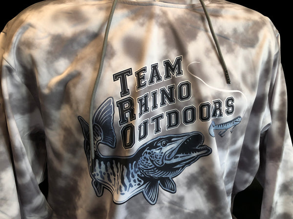 Team Rhino Outdoors - White Smoke Black Logo Performance HEAVY Fleece Hoodie