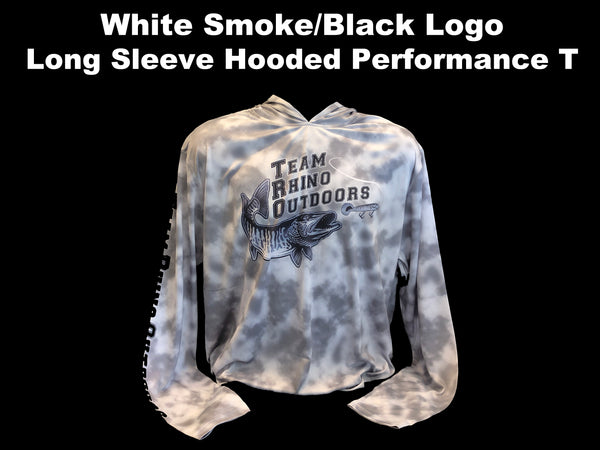 TRO - NEW White Smoke/Black Logo Long Sleeve HOODED Performance T