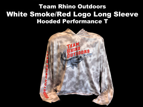 TRO - NEW White Smoke/Red Logo Long Sleeve HOODED Performance T