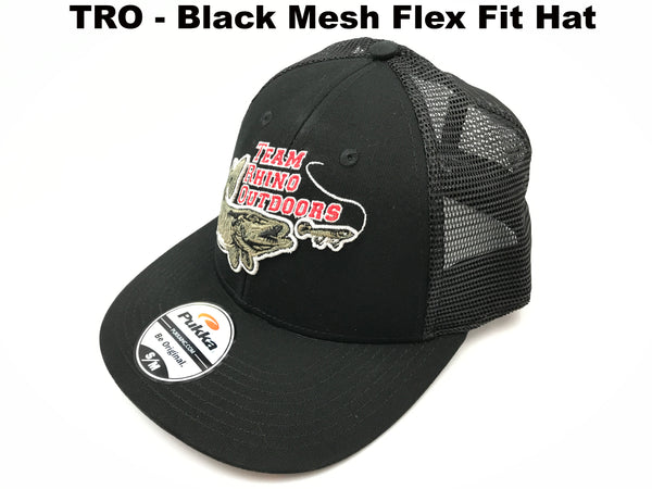 Team Rhino Outdoors Black Mesh Flex Fit Hat w/red Logo