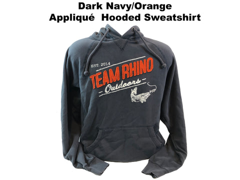 Team Rhino Outdoors -Dark Navy/Orange Appliqué  Hooded Sweatshirt